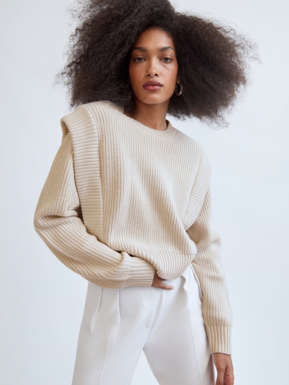 NWOT Babaton 💯 Marino Wool Crew Neck Cropped Sweater Size S
